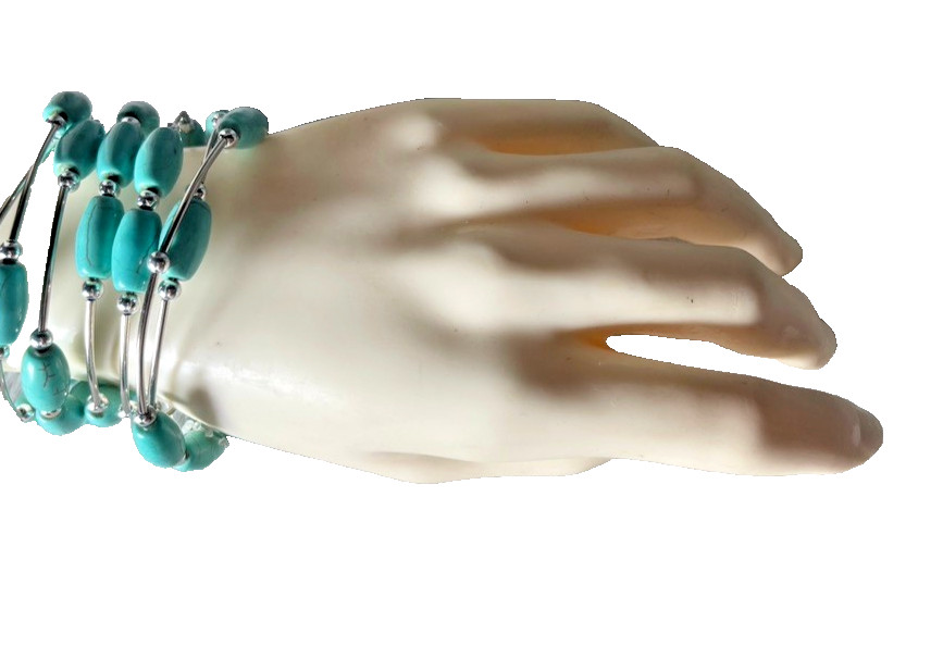 Western Womens Bracelet 52 x 1/4 in Turquoise Spiral Wrap Cuff Cowboy Adjust