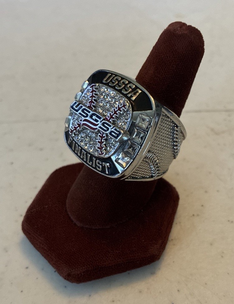 USSSA Finalist Softball Championship Ring Stainless Steel Rhinestone Size 9
