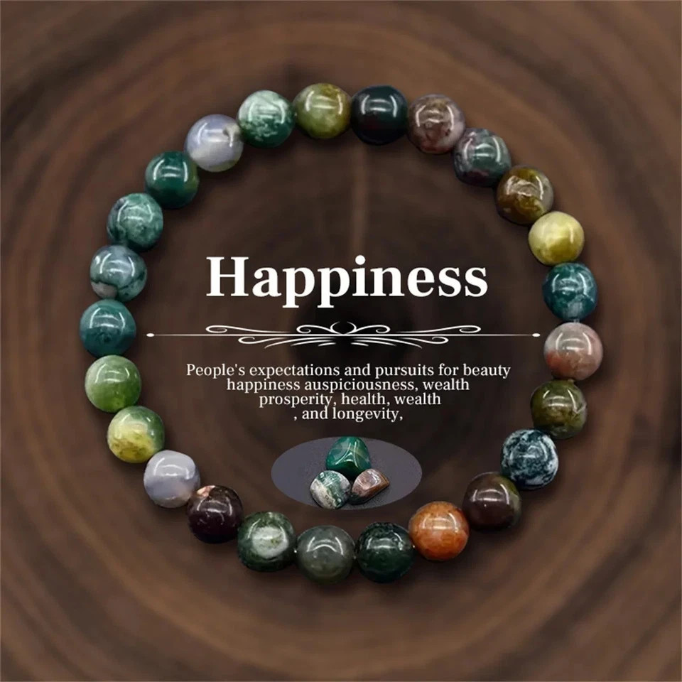 Natural Stone Symbolic Beaded Bracelet Women Men Anxiety Relief Protection Money