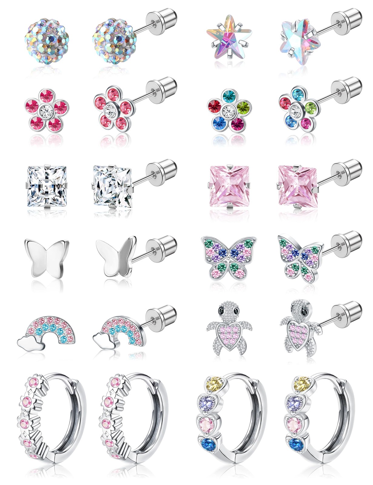 Hypoallergenic Surgical Stainless Steel Earrings for Girls Kids Women – 12 Pair