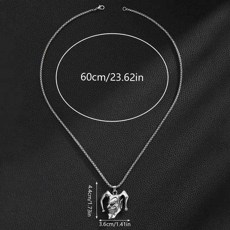 Evil Joker Clown Jewelry Silvery Jester Trickster Movie Pendant Necklace