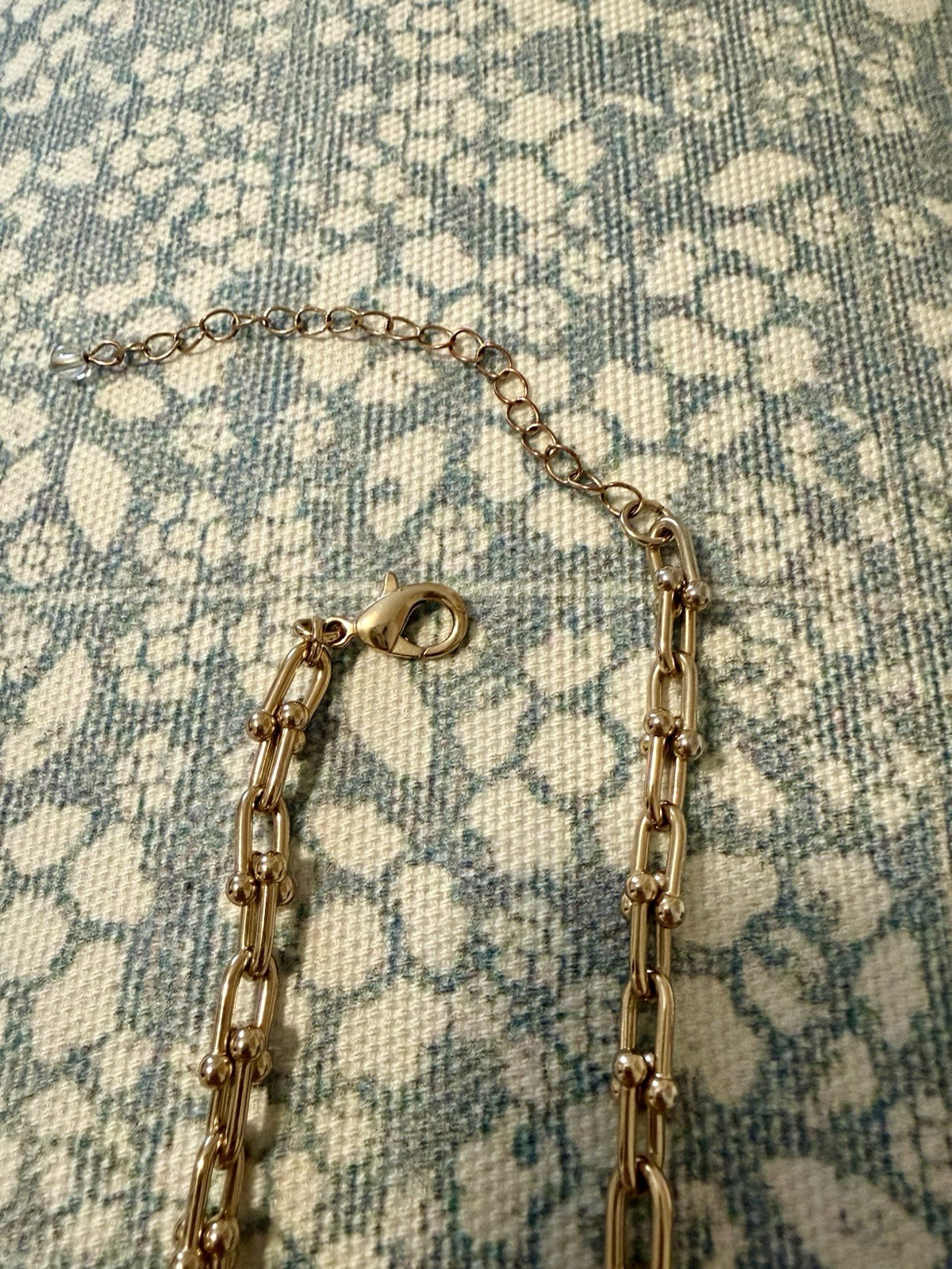 Gold Bar Link Chain Necklace Adjustable Length Lobster Closure 19-24in
