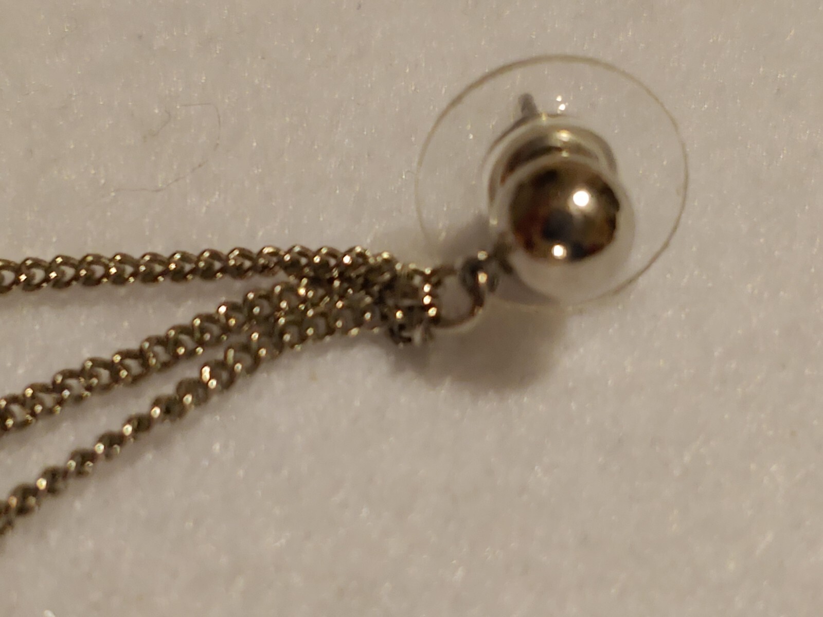 Pierced earring – Ear Cuff – 3 Chain – Silvertone – 1 Earring as shown