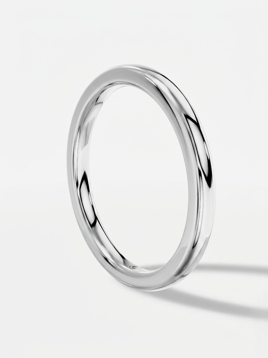 Platinum Plated Band Ring 3 mm | Simple Silver Dome Wedding Ring Minimal Jewelry