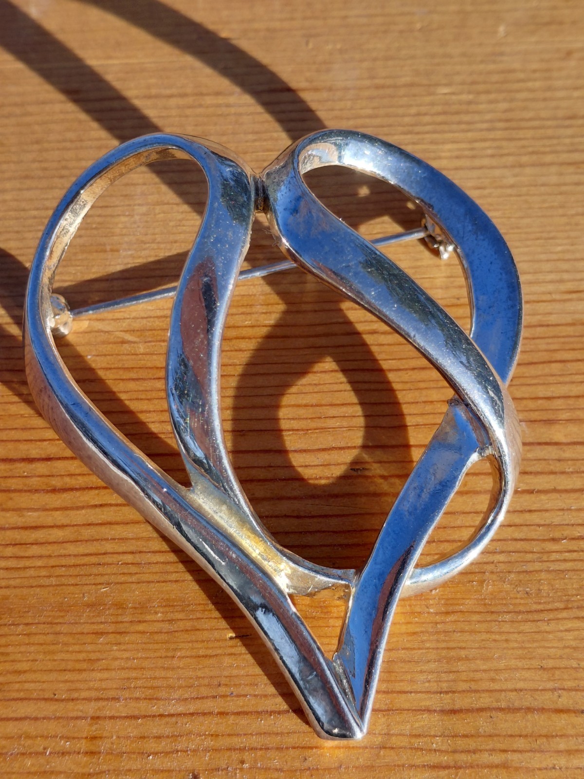 Large Heart Brooch Silver Tone 2.25 Inches Love Valentine