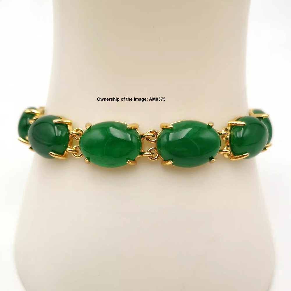 NEW Bracelet Heating Jade Yellow Plated Green Jade Bracelet For Women 7.1INCH