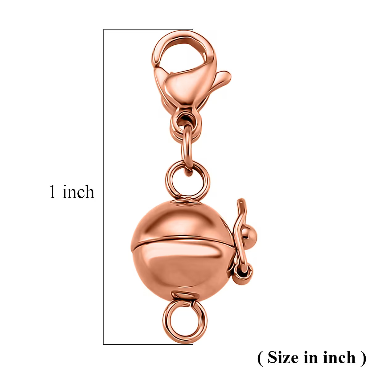 8mm Secure Latch Magnetic Lock with 9mm Lobster Clasp in ION Plated RG