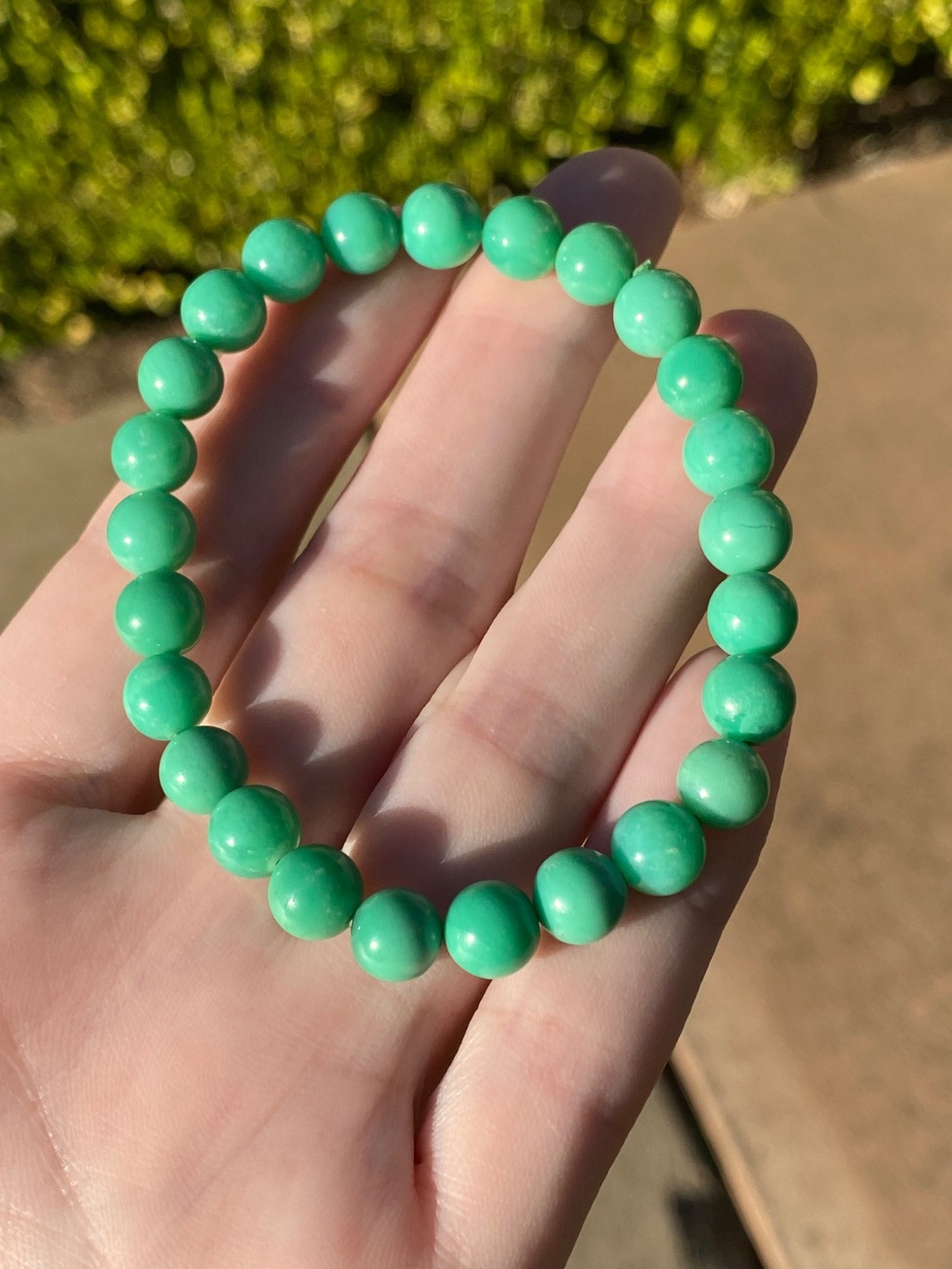 Natural Chrysoprase Bracelet – Genuine 7.5mm Green Gemstone Stretch Bracelet