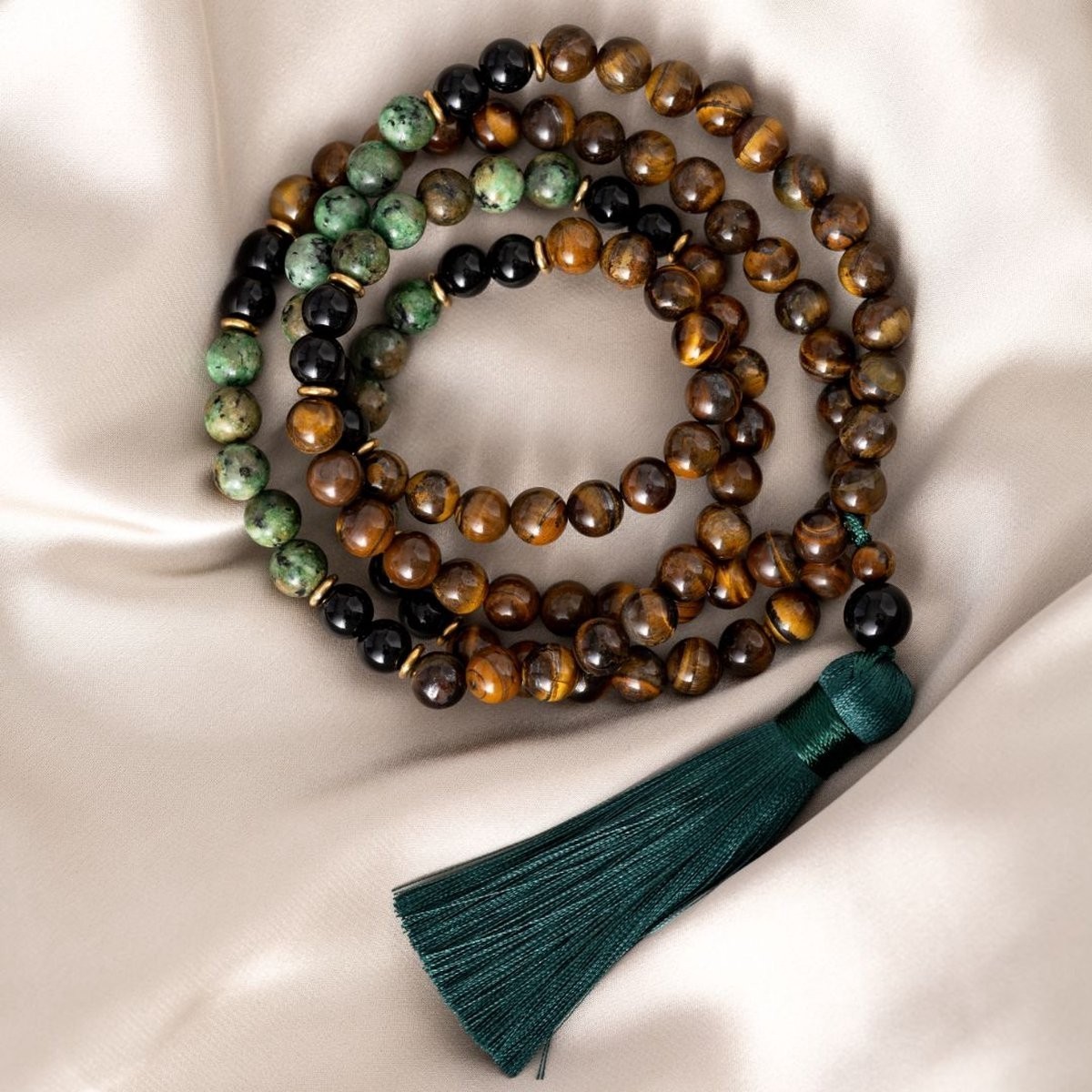 108 Mala Tiger Eye Turquoise Bead Prayer Tassel Healing Reiki Necklace Bracelet