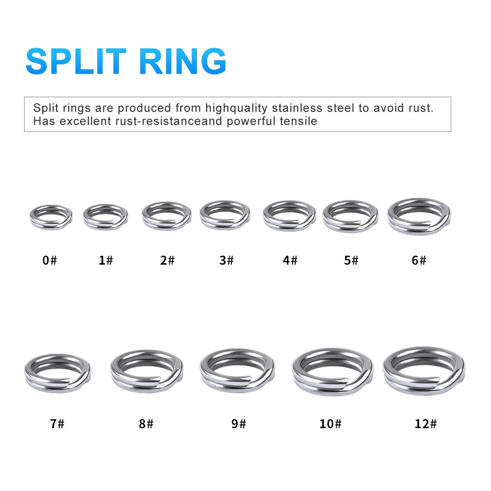 PROBEROS 50pcs Fishing Split Rings for CrankHard Bait Silver Stainless Steel