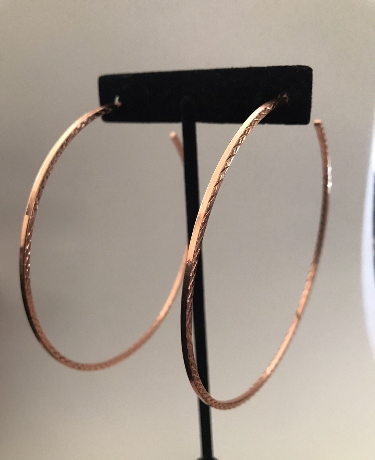 Extra Large Rose Gold Tone Hoop earrings 3.5 Inches.