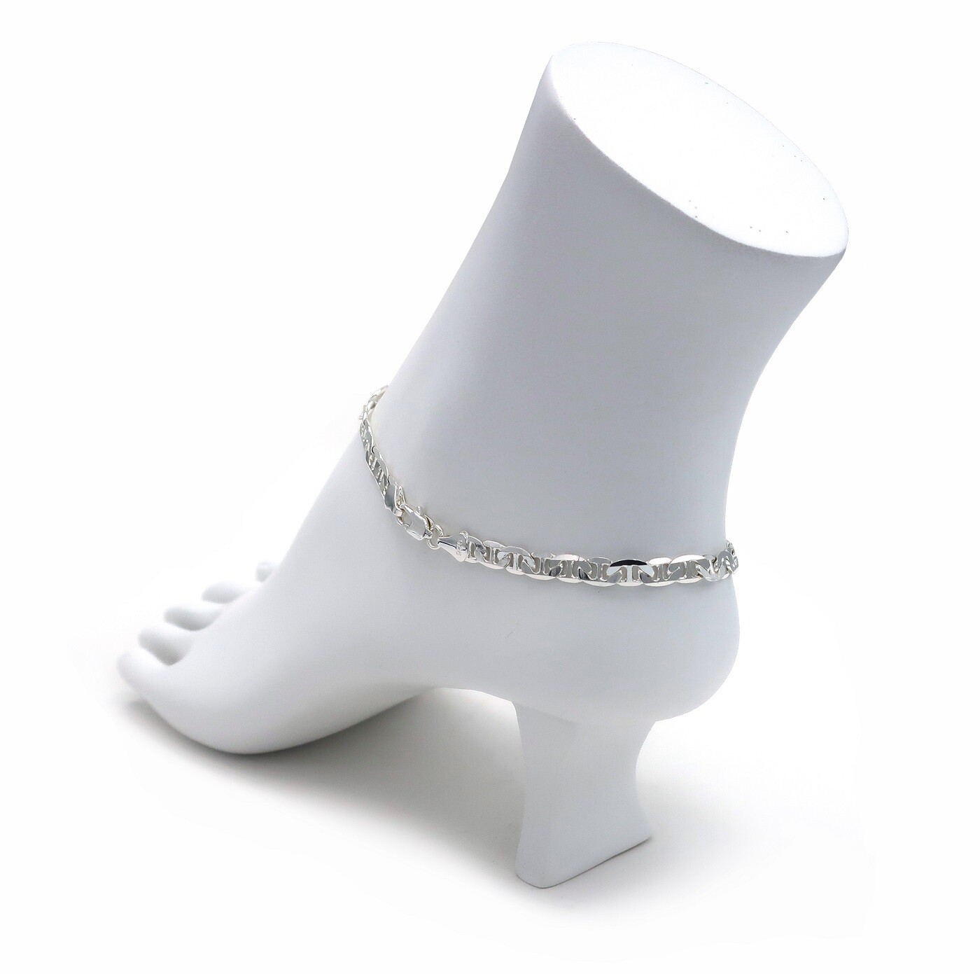 10″ Mariner Anchor Link Chain Ankle Bracelet 925 Silver Plated