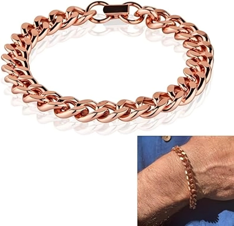 Pure Solid Copper Bracelet Arthritis Cuban Chain Curb Link Rider 11 mm Bracelet