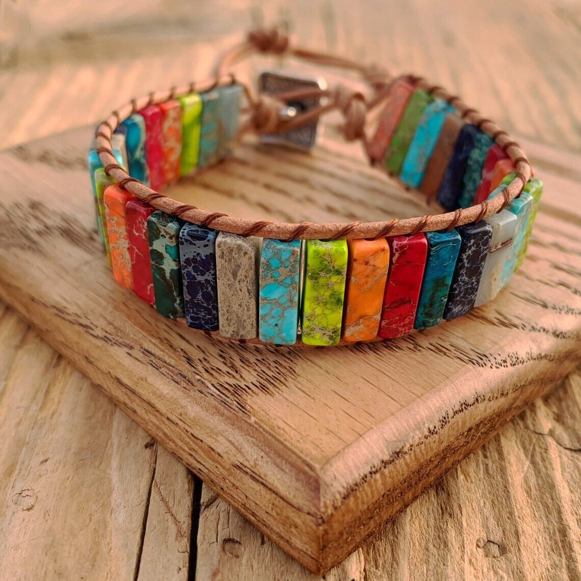 Natural 7 Chakra Stone Tube Beaded Bracelet Assorted Gemstone Healing Bracelet