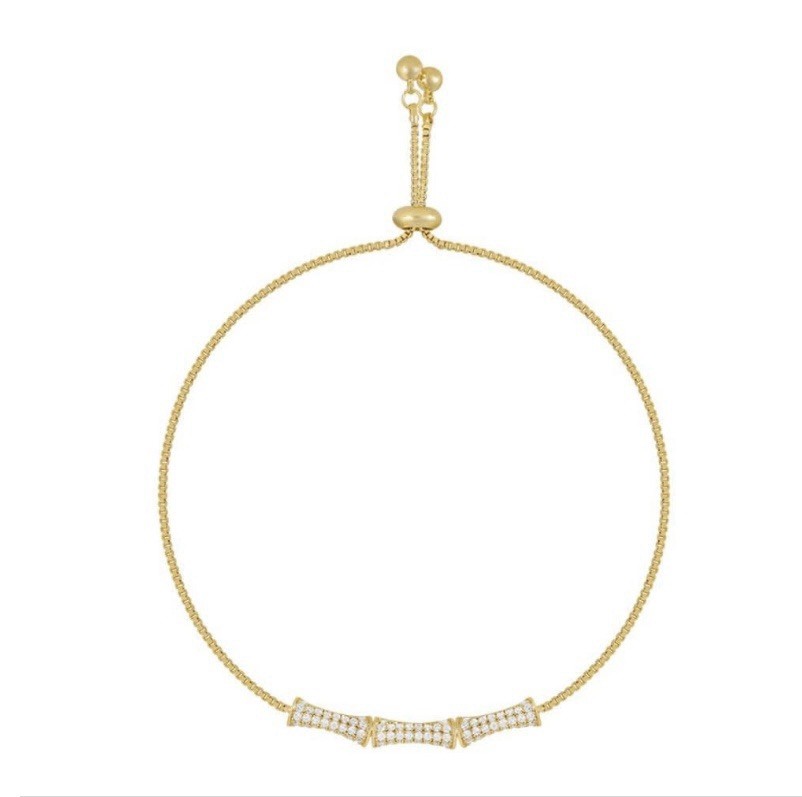 Bamboo Drawstring Zircon Bracelet Adjustable Jewelry Gift for Women With Box
