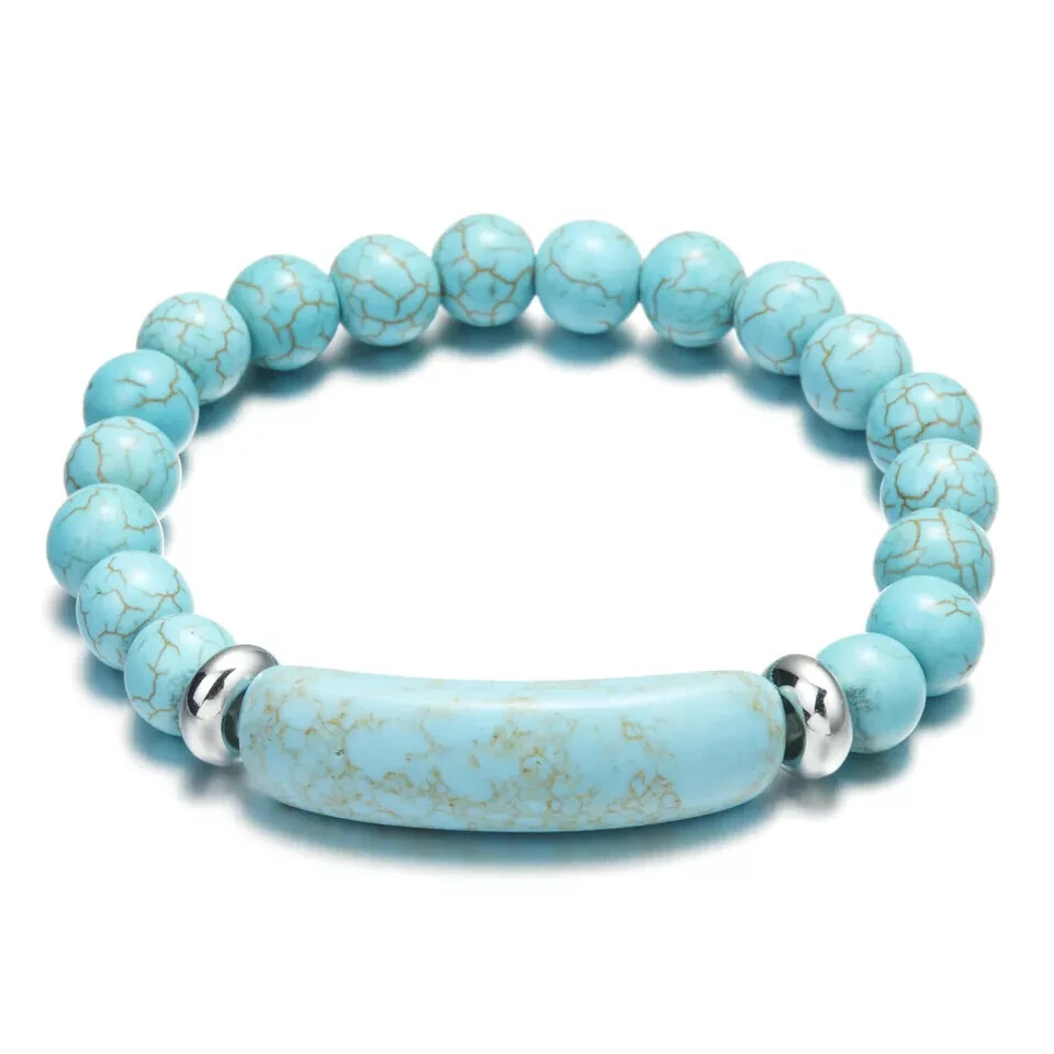 Beaded Women Bracelet – Turquoise Stone Natural Malachite Bracelet – 18.5cm