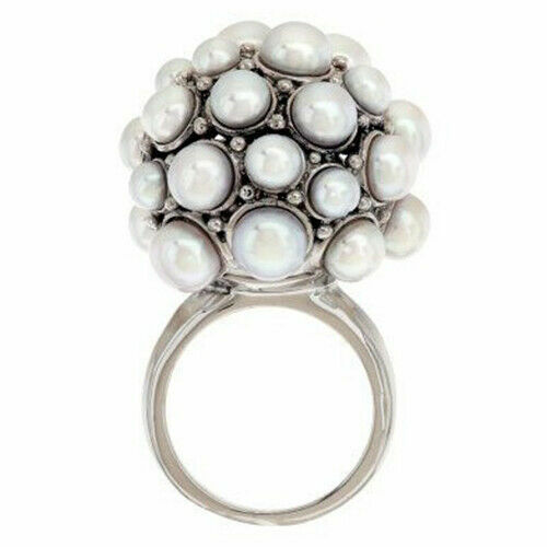 Honora Cultured Freshwater Pearl Stainless Steel Cluster Ring Size 5 $179