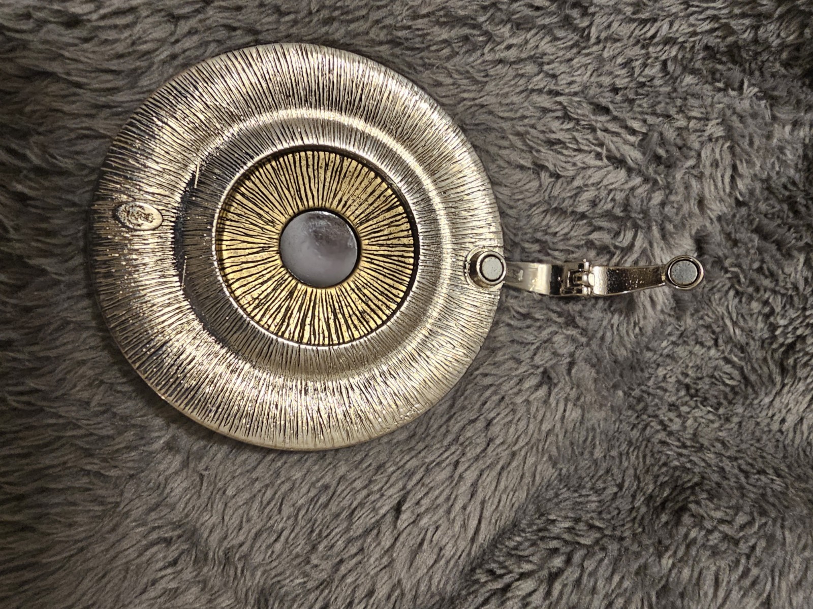 Premier Designs Mesa Enhancer/Pendant Medallion Silver Brass Black Center Stone