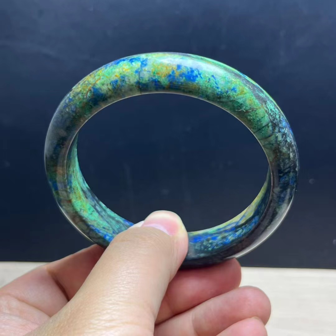 62mm Beauty Glittering Color Azurite & Malachite Crystal Bangle