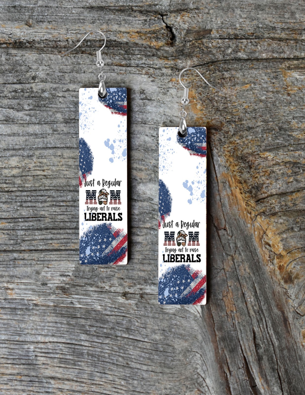 Earrings Just Regular Mom Trying not to Raise Liberals Wood Bar Earrings Jewelry