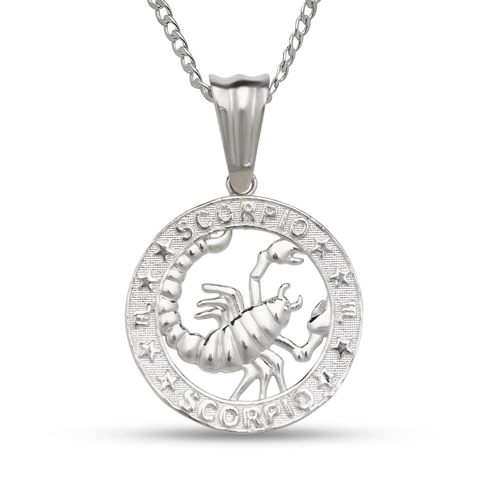 925 Sterling Silver Zodiac Sign Necklace Pendant Scorpio