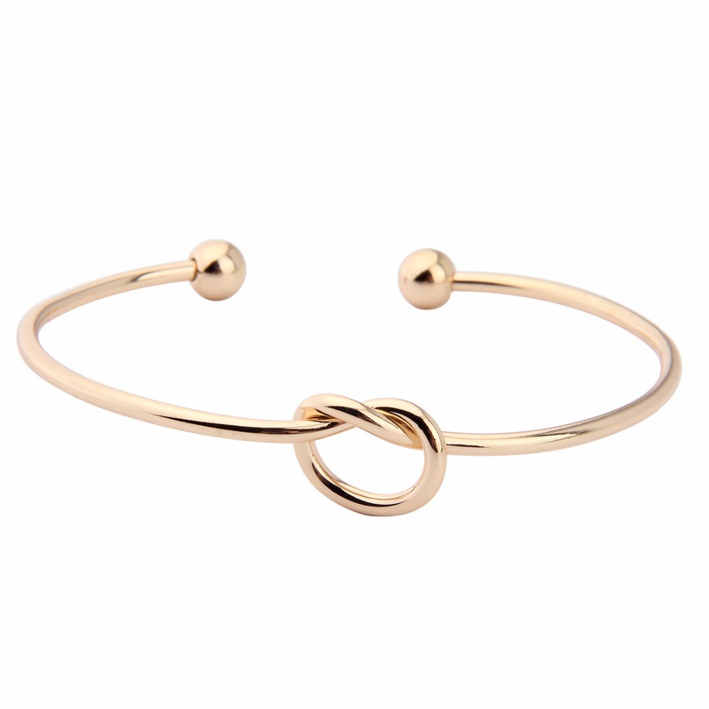 Women’s Fashion Jewelry Love knot Open Metal Bangle Bracelet Rose Gold 69-3