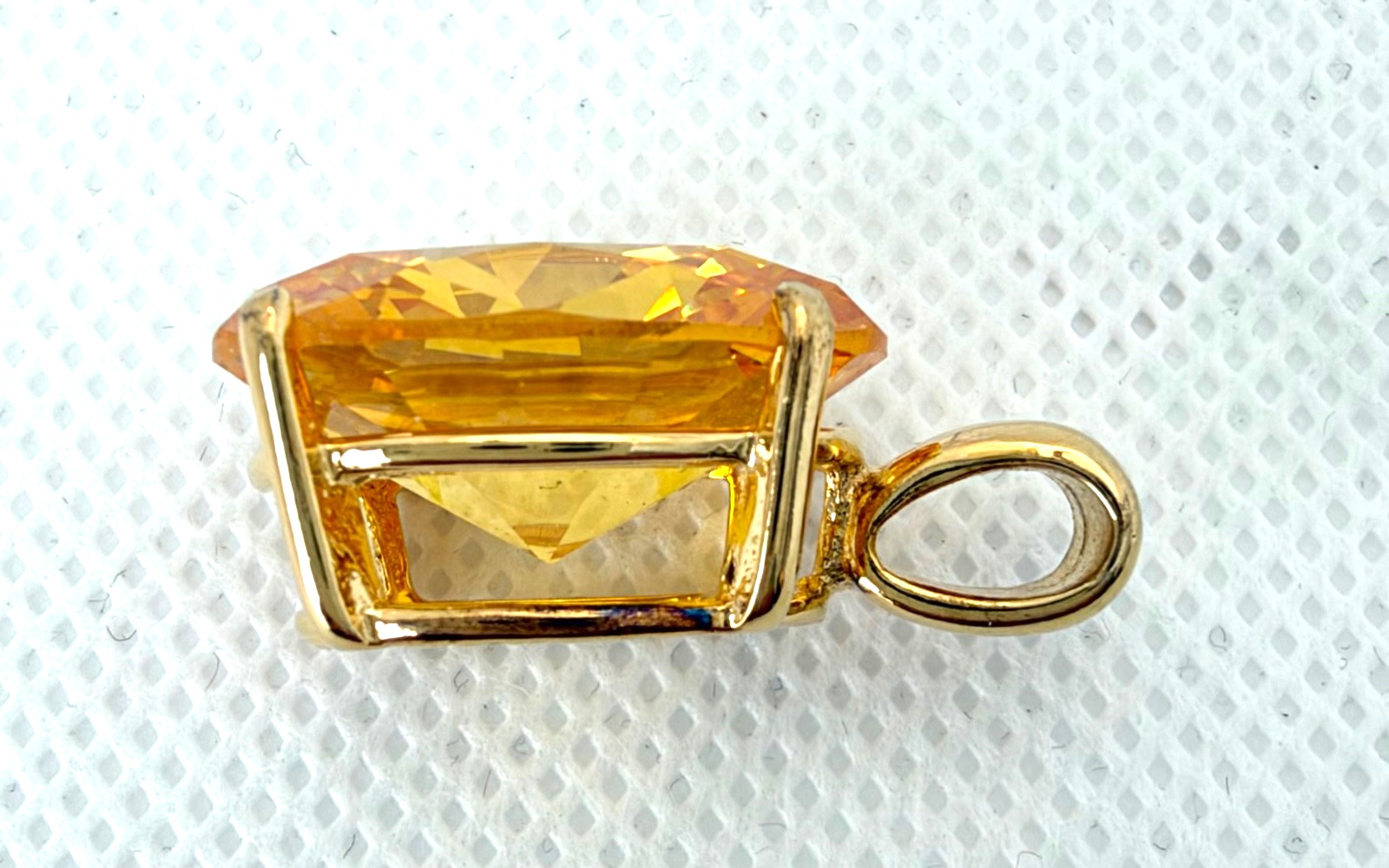 Bright Orange Oval CZ Pendant UTC Gold-Plated Sterling Silver 20 x 15 mm 9.34g