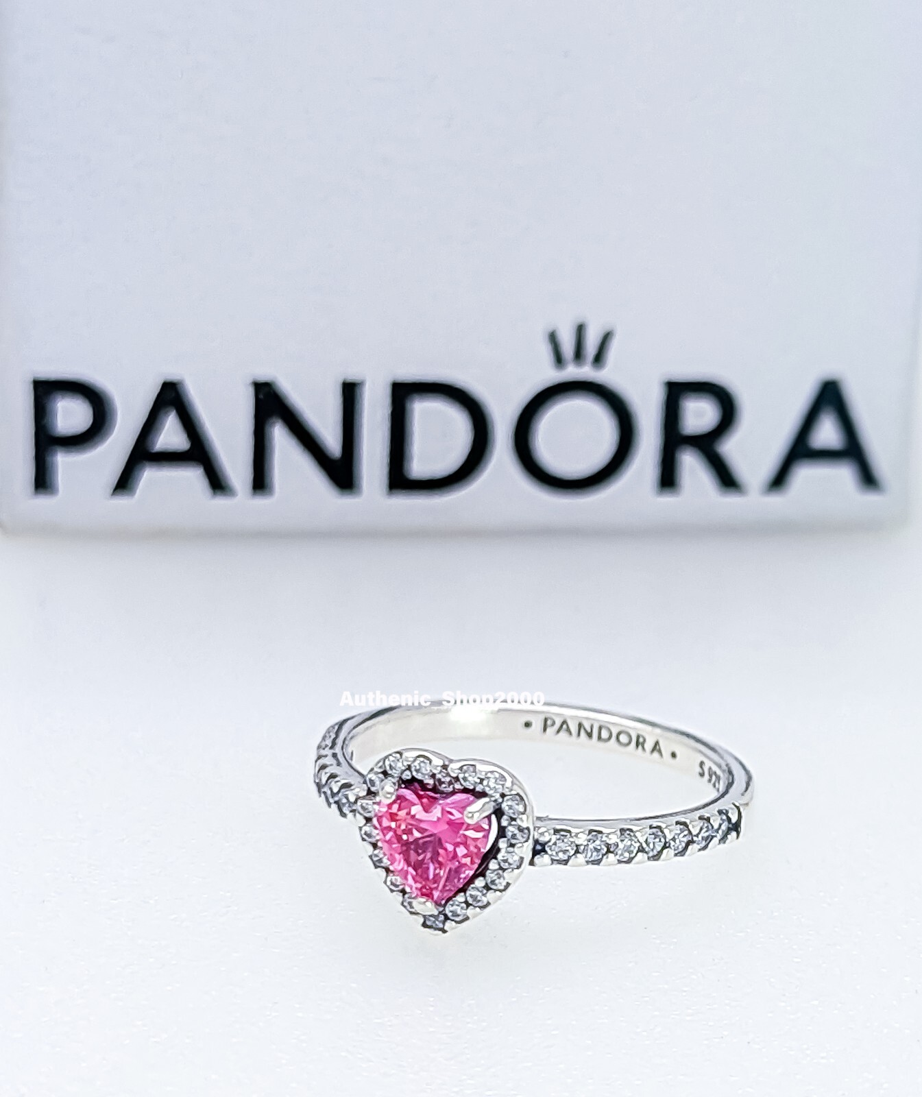 New 100% Authentic PANDORA 925 Ale Pave Elevated Pink Heart Ring 198421C03