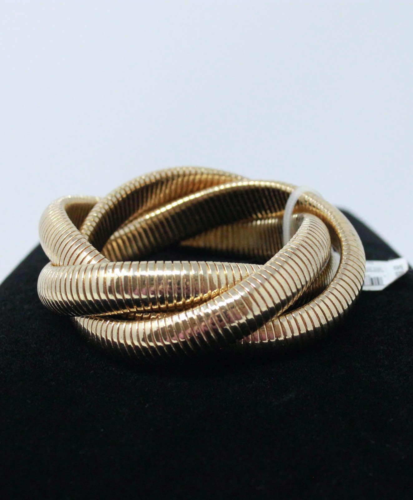 New Gold Triple Wide Large Tubogas Cobra Snake Omega Stretch Bangle Bracelet
