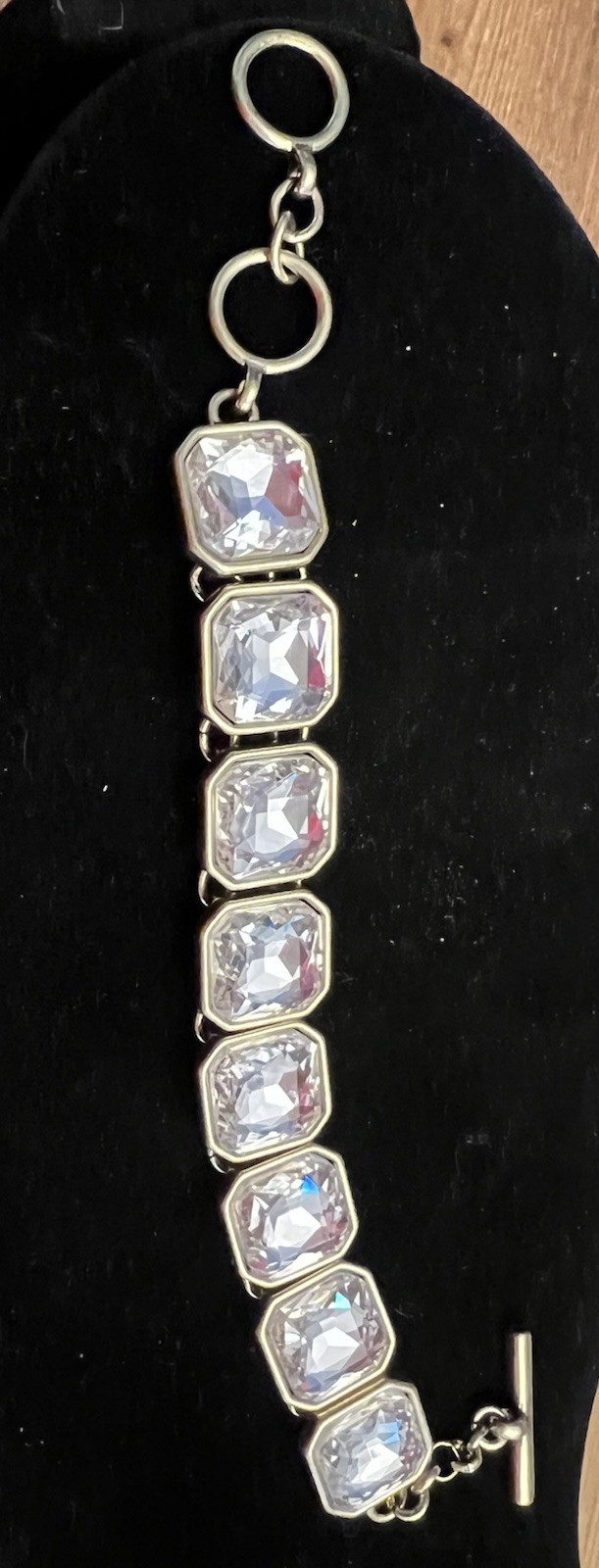 Big Rhinestone Bracelet 7-8 Inch Gold Base