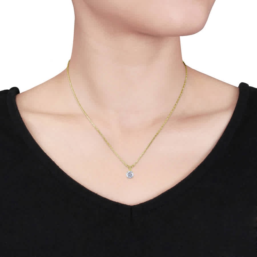 AMOUR 1/2 CT TW Diamond Solitaire Pendant with Chain and Stud Earrings 2-piece