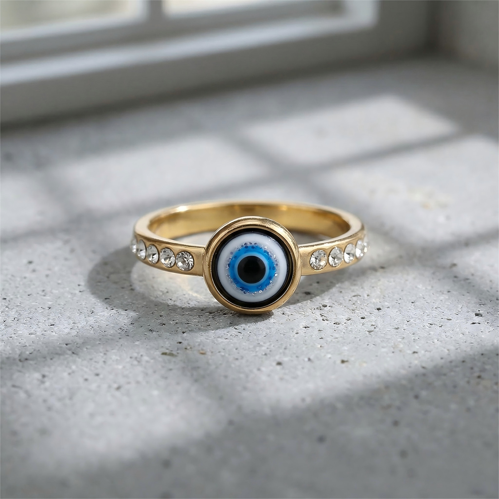 1pc Minimalist Evil Eye Ring For Men & Women, Gold Silver Tone, Sizes 5-10