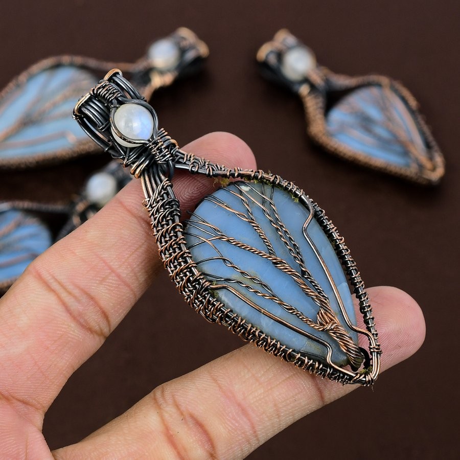 Russian Charoite Gemstone Copper Wire Wrap Jewelry Pendant 3.15″ Gift for Her n4