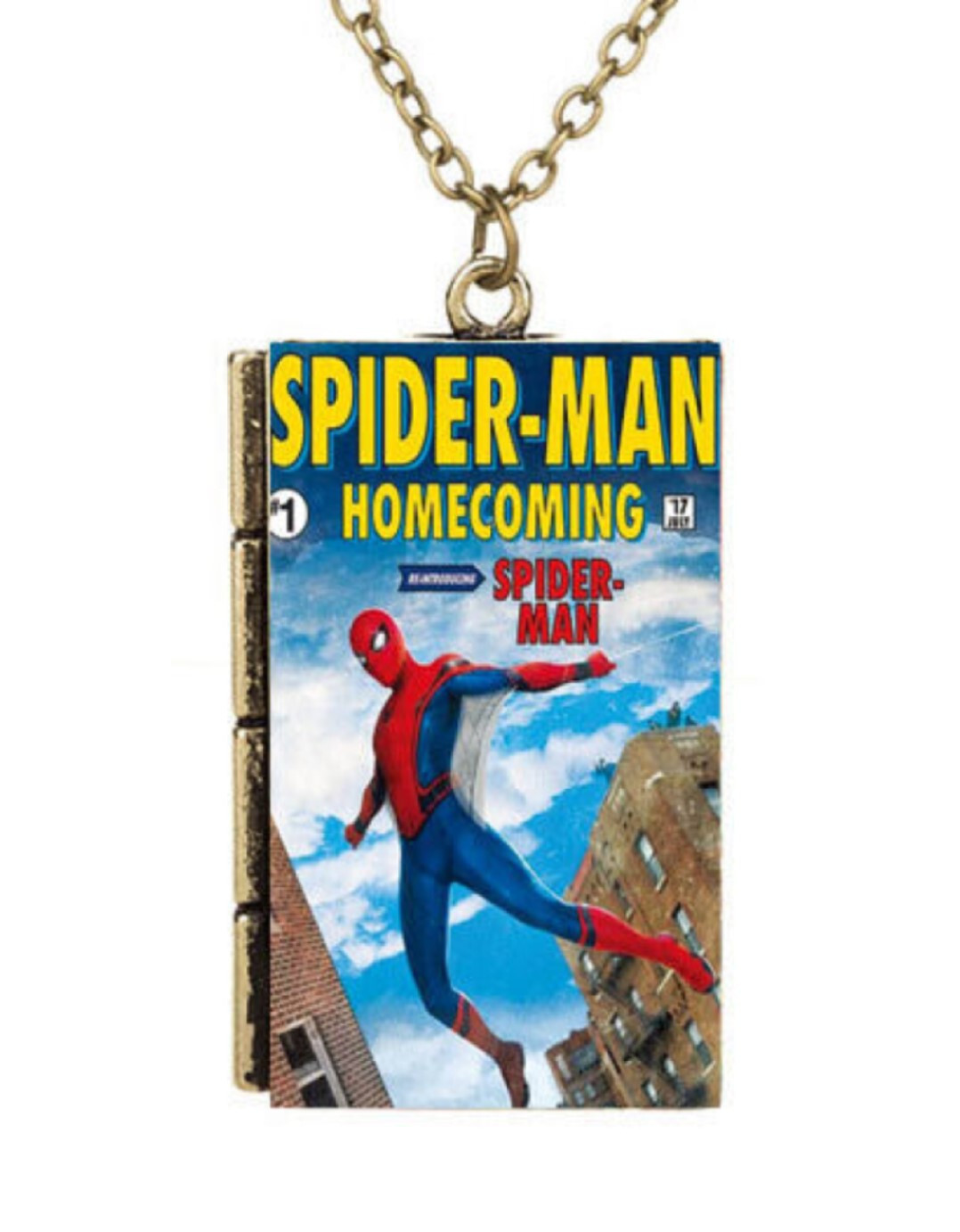 Deadpool Spiderman Comic Books Illustrated Cover Pendant Necklace Free Gift Bag