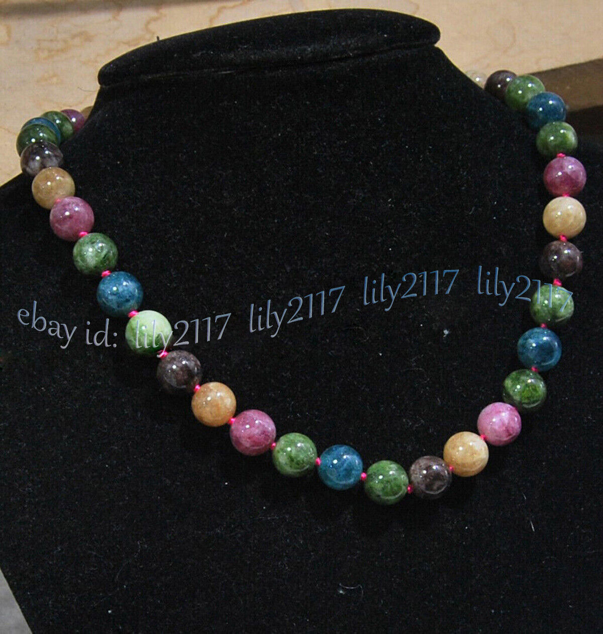 Natural Multicolor Tourmaline Round Gemstone Beads Necklace Bracelet Earring Set