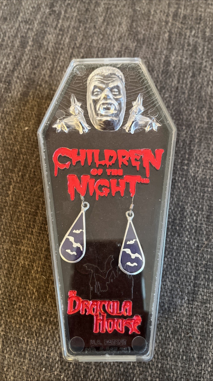 Dracula House Bat Earrings Pierced Children Of The Night Foothills Creations Vtg