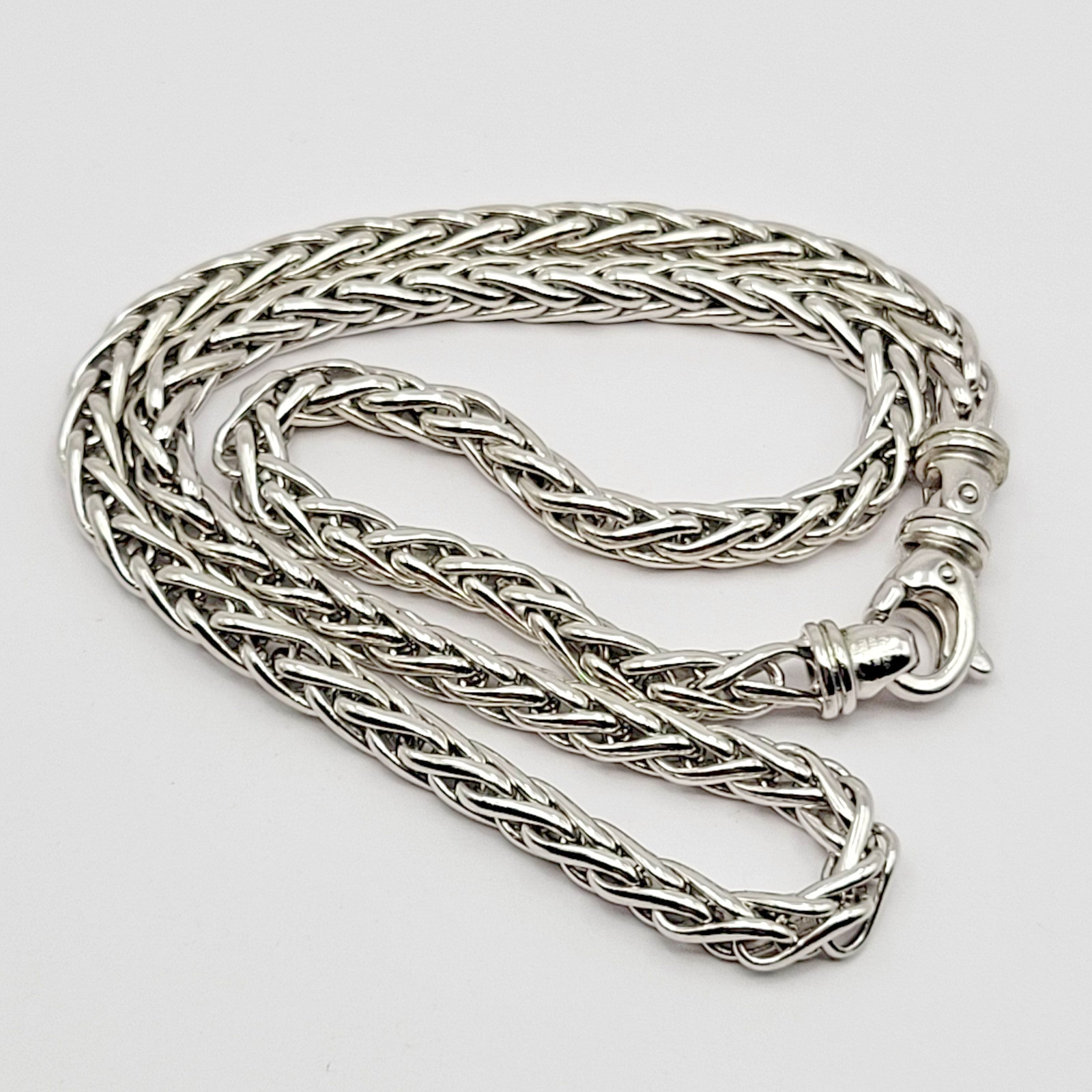QVC Bronzo Italia Milor Silver Tone 4mm Spiga Wheat Chain Necklace ~ 18″