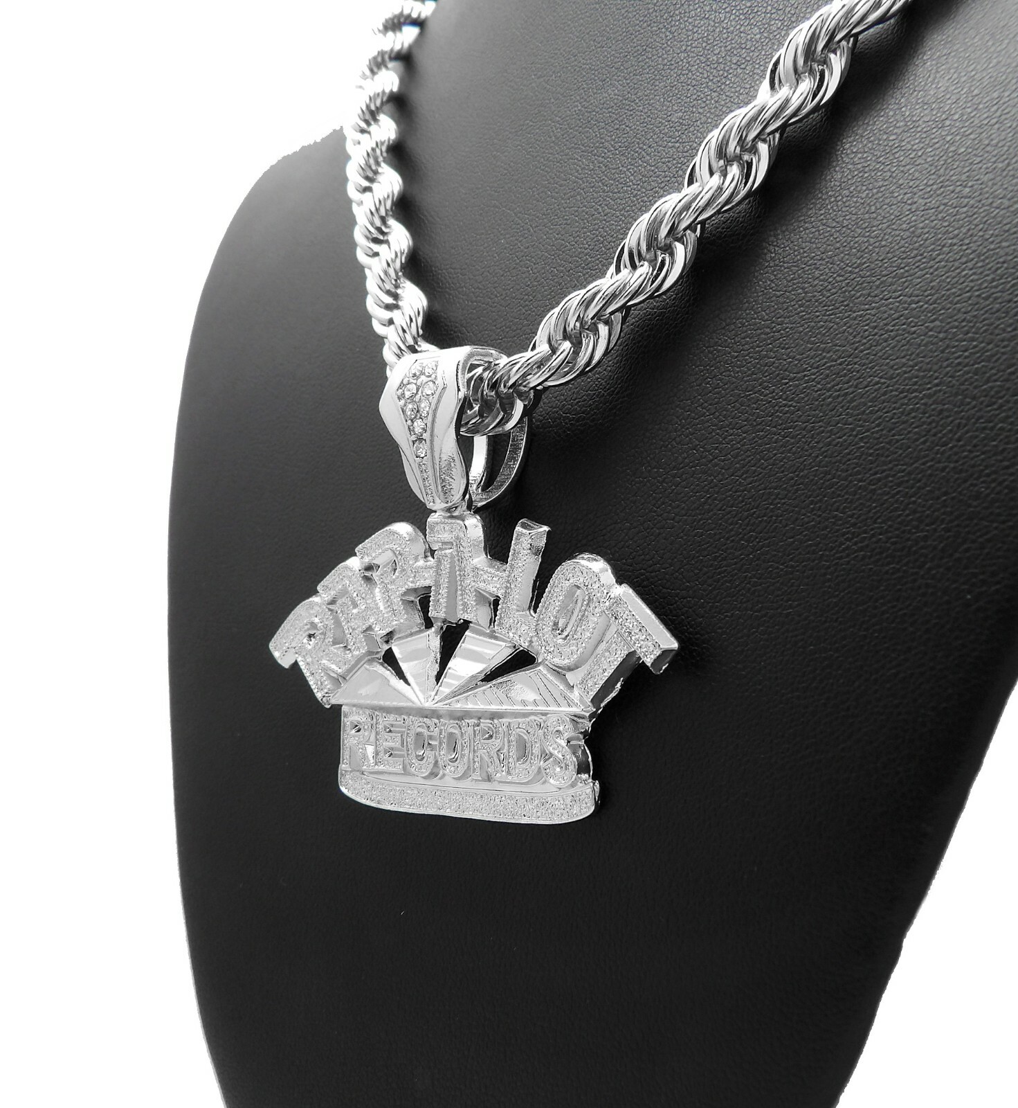 HIP HOP ICED RAP-A-LOT RECORDS PENDANT & 8mm 18″ 20″ 24″ 30″ ROPE CHAIN NECKLACE