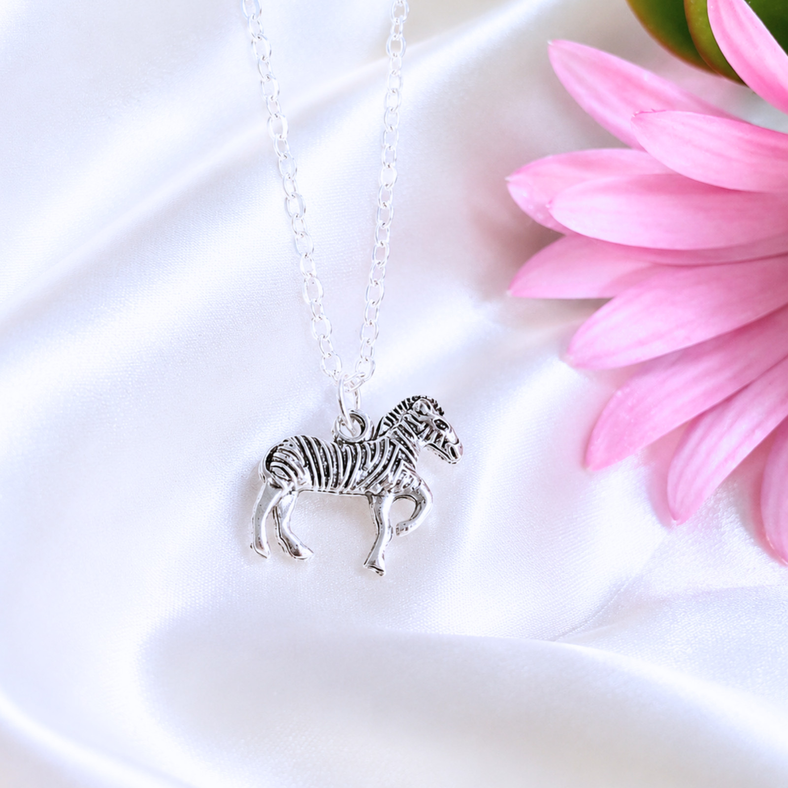 zebra necklace Animal Jewellery silver plated charm Handmade pendant safari