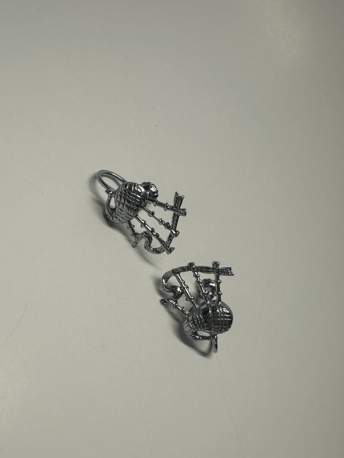 Mizpah W.Bros silver tone Scottish Bagpipe Earrings