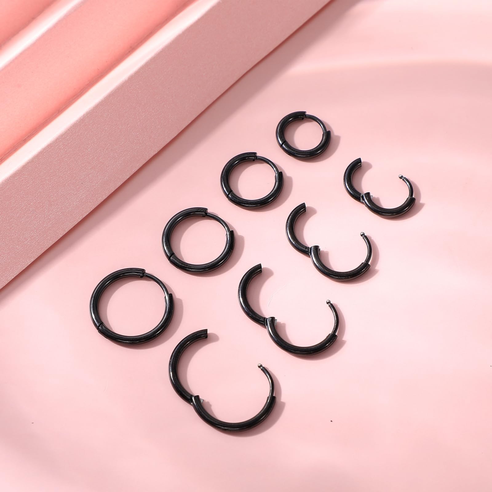 4 Pairs Hoop Earrings for Men 316L Surgical Steel Hoop Earrings 8mm 10mm 12mm…