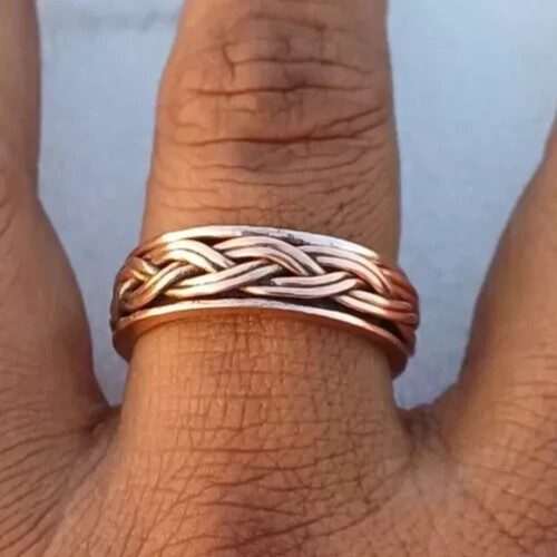 Solid Pure Copper Minimalist Healing Ring, Handmade, Unisex, Classic Band SZ 11