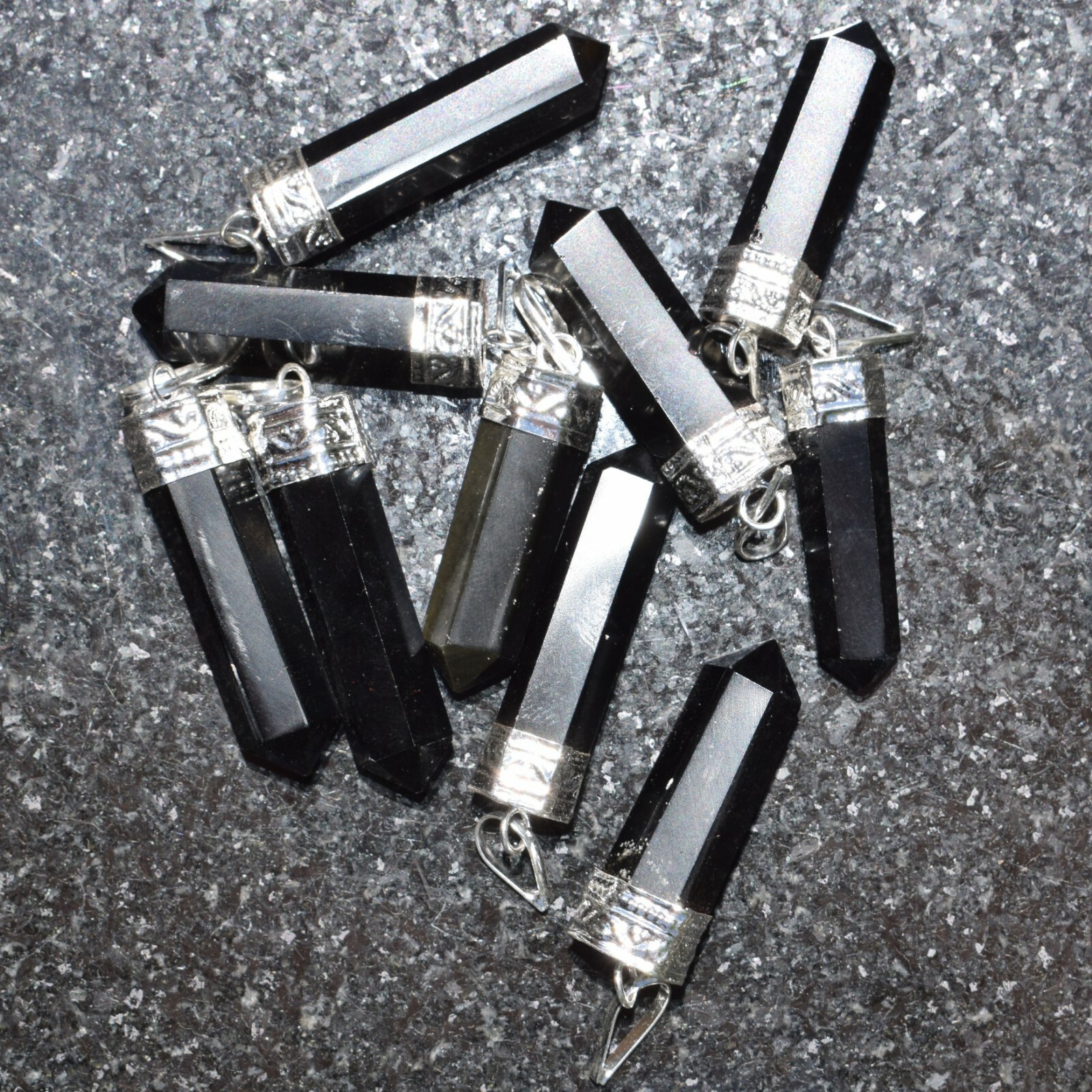 CHARGED Himalayan Black Obsidian Point Pendant + 20″ Stainless Steel Chain