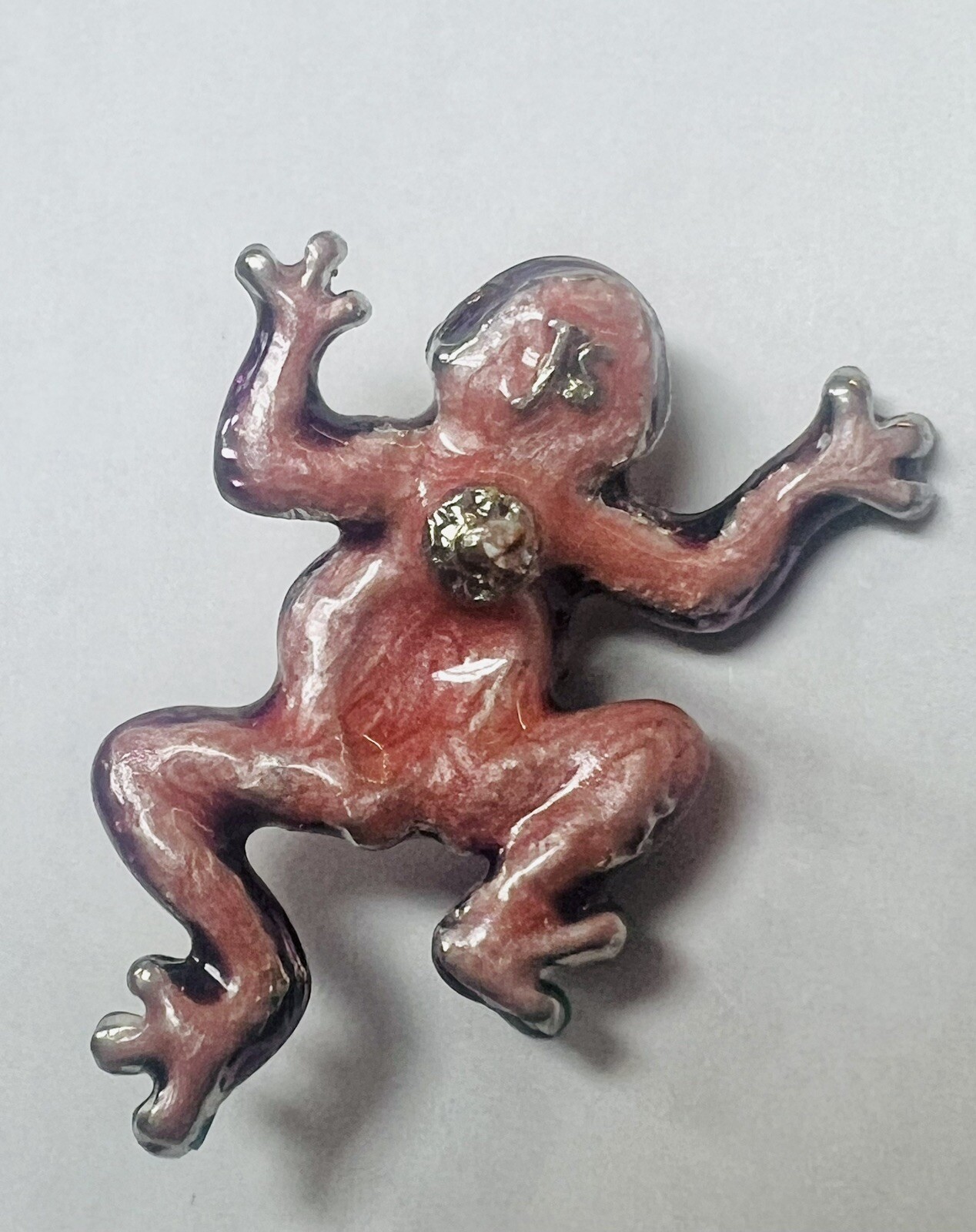 Jay Strongwater Purple Frog Crystal Brooch Pin 1”