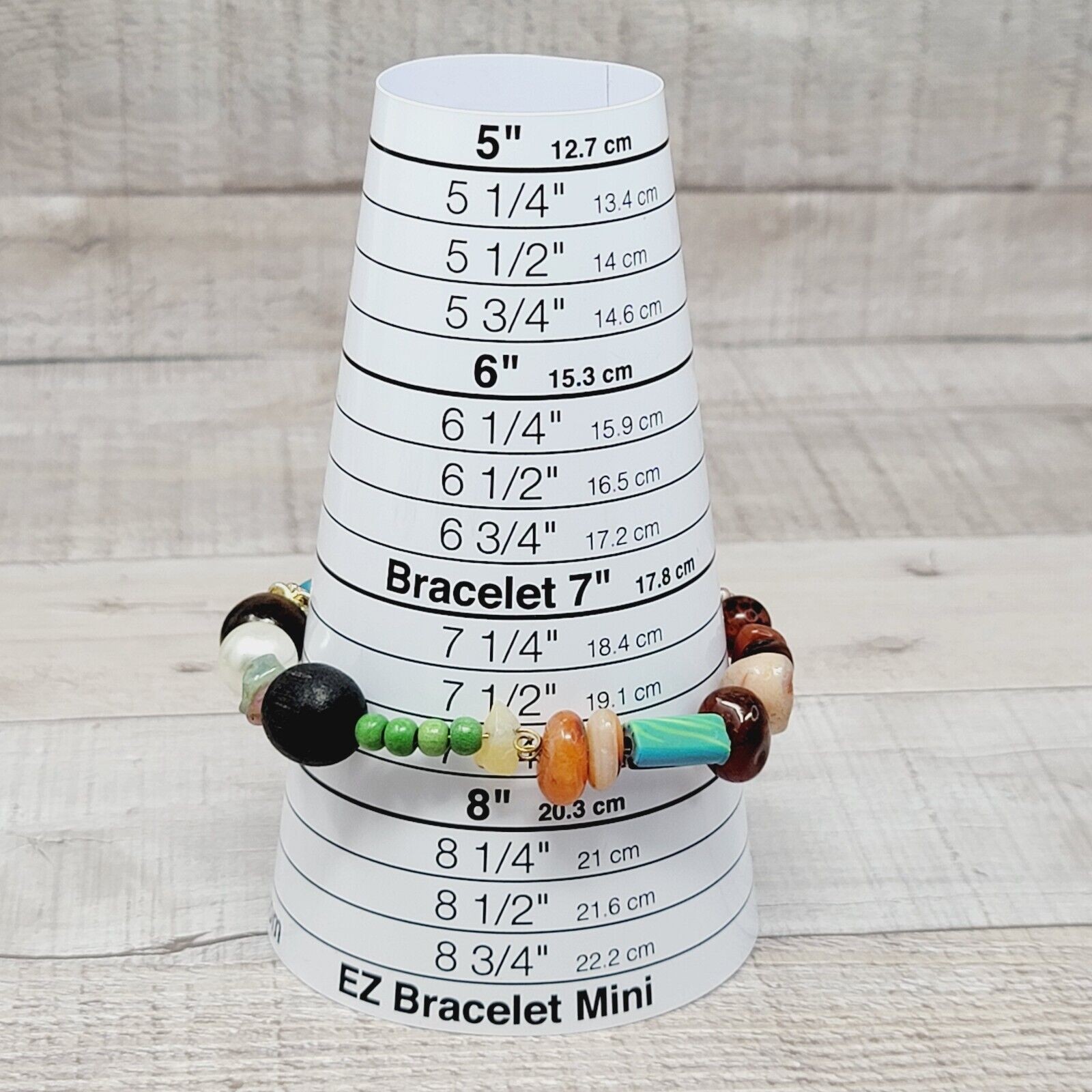 Memory Wire Bracelet Natural Stone Wood Acrylic Glass Beads Multi Color 6″ to 8″
