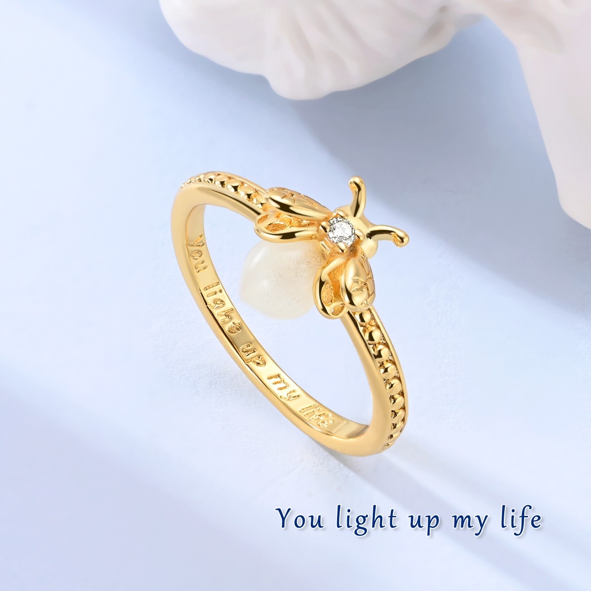 LAZA 925 Sterling Silver Luminous Firefly Finger Ring AAA CZ Women Jewelry