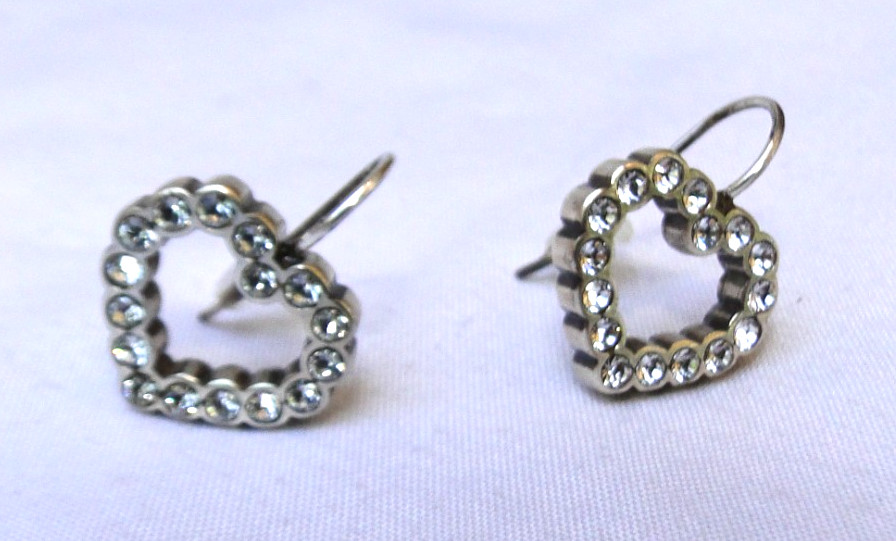 Brighton UR Loved Silver & Crystal Open Heart Wire Earrings
