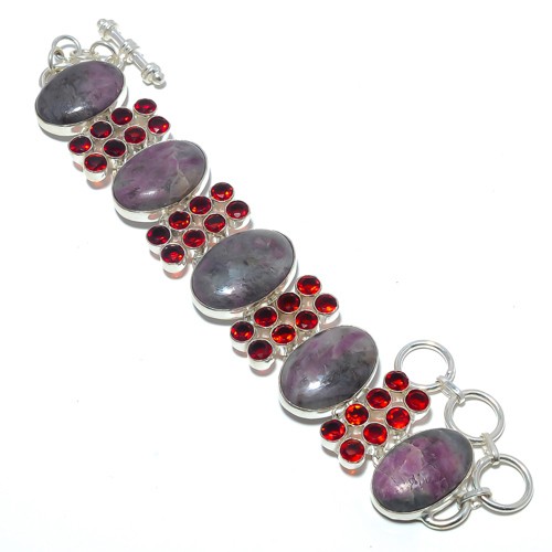 Ruby With Zoisite – Longido Mines 925 Silver Bracelet 7.5-7.99″ T75