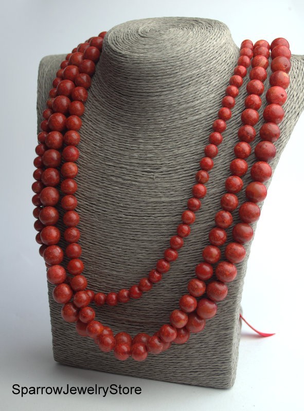 Red coral necklace Natural sponge coral necklace Anniversary gift for her mom