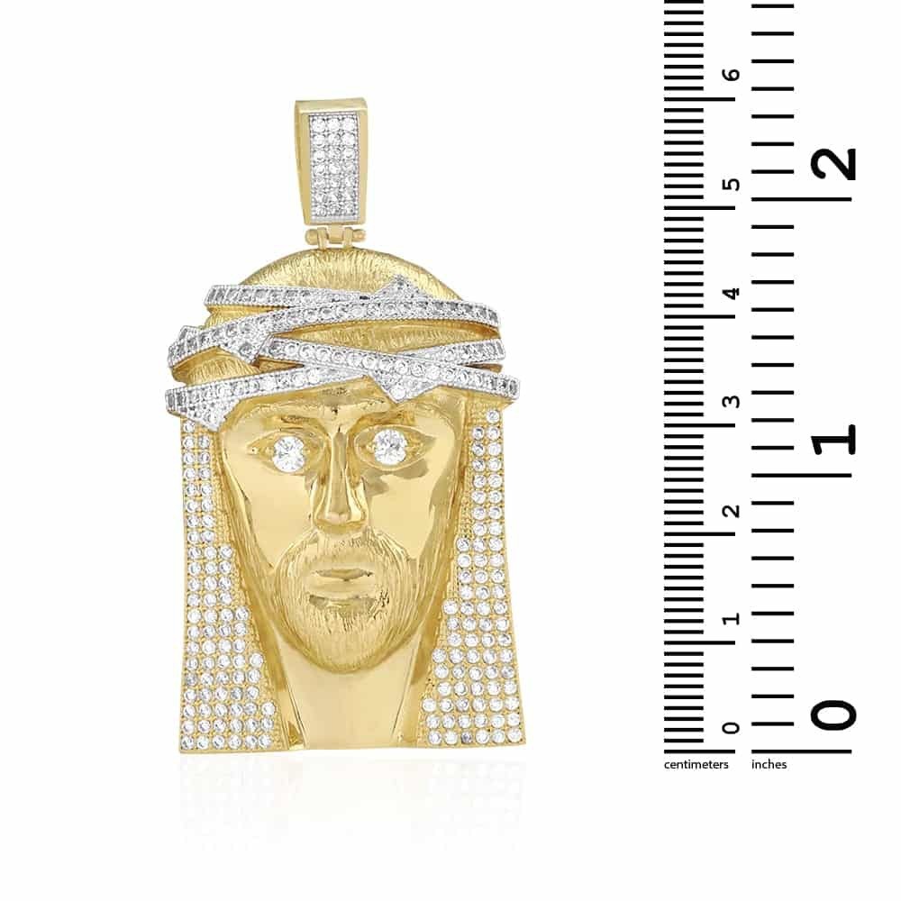 14K Gold Jesus Head Pendant